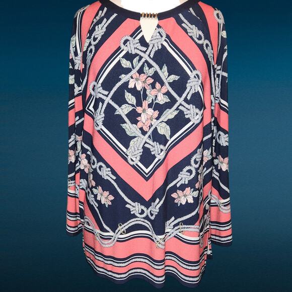 Chic Rafaella Tunic - Bold Geometric & Floral Print! - Picture 1 of 6
